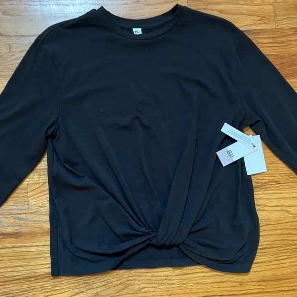 BP Black Long Sleeve Tshirt Top Knot Front Casual Errands Base Layer Small Shirt - Picture 2 of 6